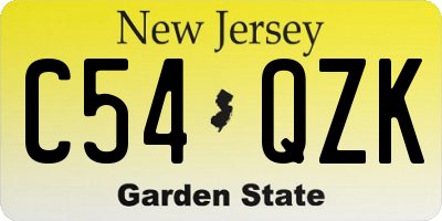 NJ license plate C54QZK