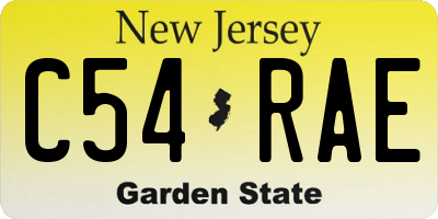 NJ license plate C54RAE
