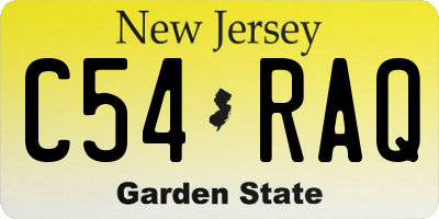 NJ license plate C54RAQ