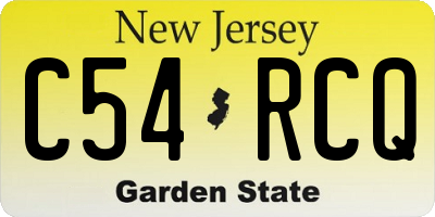 NJ license plate C54RCQ