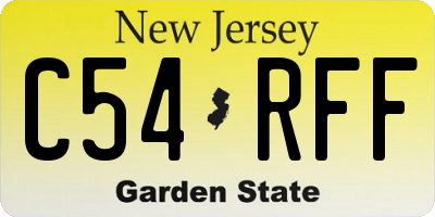 NJ license plate C54RFF