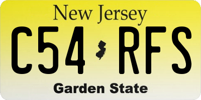 NJ license plate C54RFS