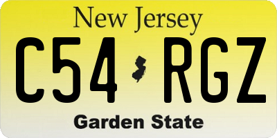 NJ license plate C54RGZ