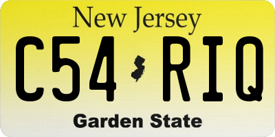 NJ license plate C54RIQ