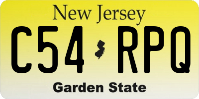 NJ license plate C54RPQ