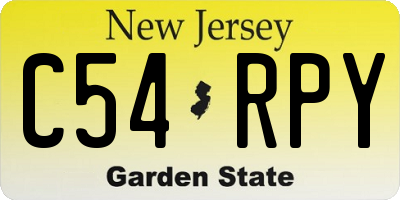 NJ license plate C54RPY