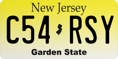NJ license plate C54RSY