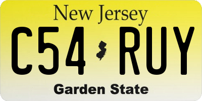 NJ license plate C54RUY