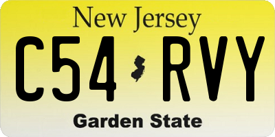 NJ license plate C54RVY
