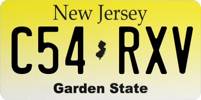 NJ license plate C54RXV