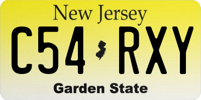 NJ license plate C54RXY