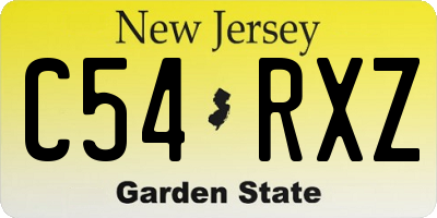 NJ license plate C54RXZ