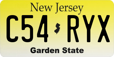 NJ license plate C54RYX