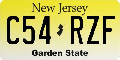 NJ license plate C54RZF