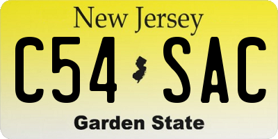NJ license plate C54SAC