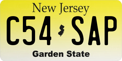 NJ license plate C54SAP