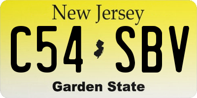 NJ license plate C54SBV