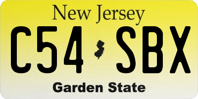 NJ license plate C54SBX