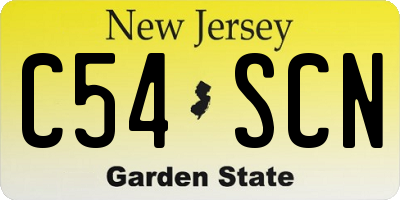 NJ license plate C54SCN