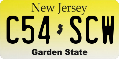 NJ license plate C54SCW