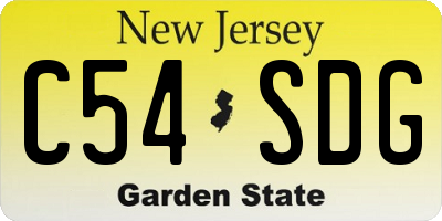 NJ license plate C54SDG