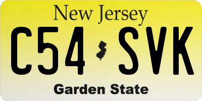 NJ license plate C54SVK