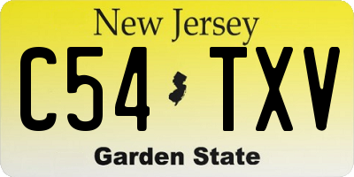 NJ license plate C54TXV
