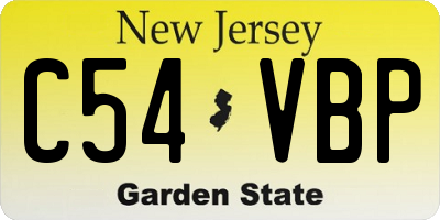 NJ license plate C54VBP