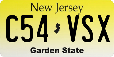 NJ license plate C54VSX