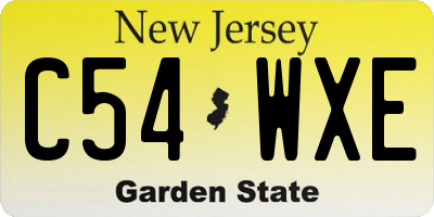 NJ license plate C54WXE