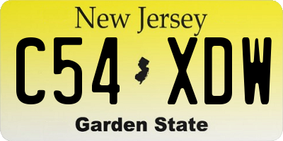 NJ license plate C54XDW