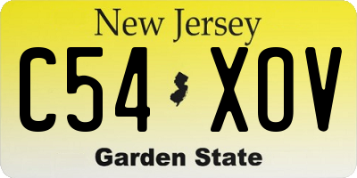 NJ license plate C54XOV