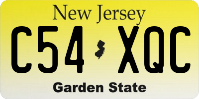 NJ license plate C54XQC