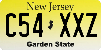 NJ license plate C54XXZ