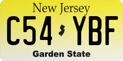 NJ license plate C54YBF