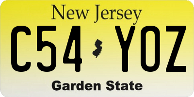 NJ license plate C54YOZ