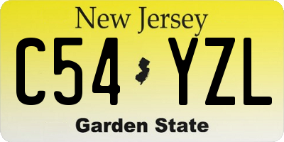 NJ license plate C54YZL