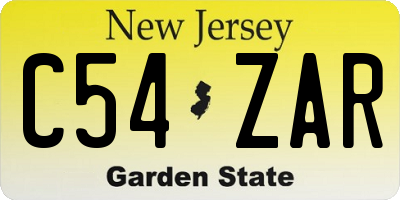 NJ license plate C54ZAR