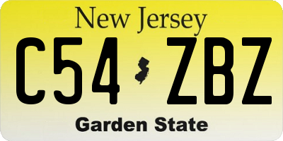 NJ license plate C54ZBZ