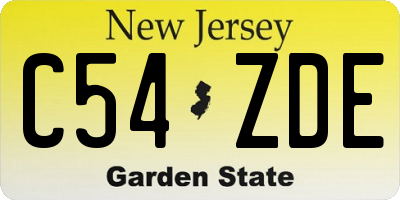 NJ license plate C54ZDE