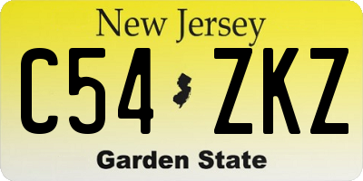 NJ license plate C54ZKZ