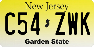 NJ license plate C54ZWK