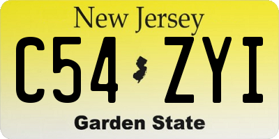 NJ license plate C54ZYI