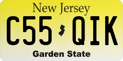 NJ license plate C55QIK