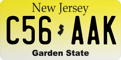 NJ license plate C56AAK