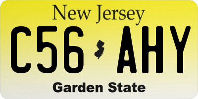 NJ license plate C56AHY