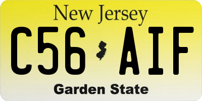 NJ license plate C56AIF