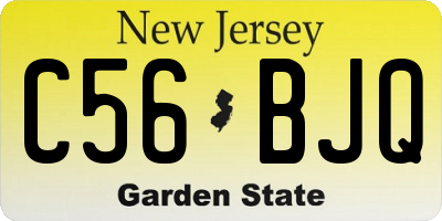 NJ license plate C56BJQ