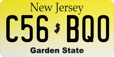 NJ license plate C56BQO
