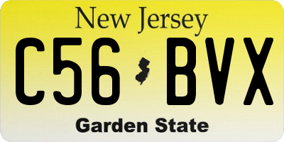 NJ license plate C56BVX